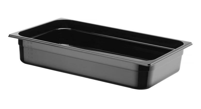 Zwarte GN 1/1 bak Hendi 100 mm diep van breukvast polycarbonaat voor catering