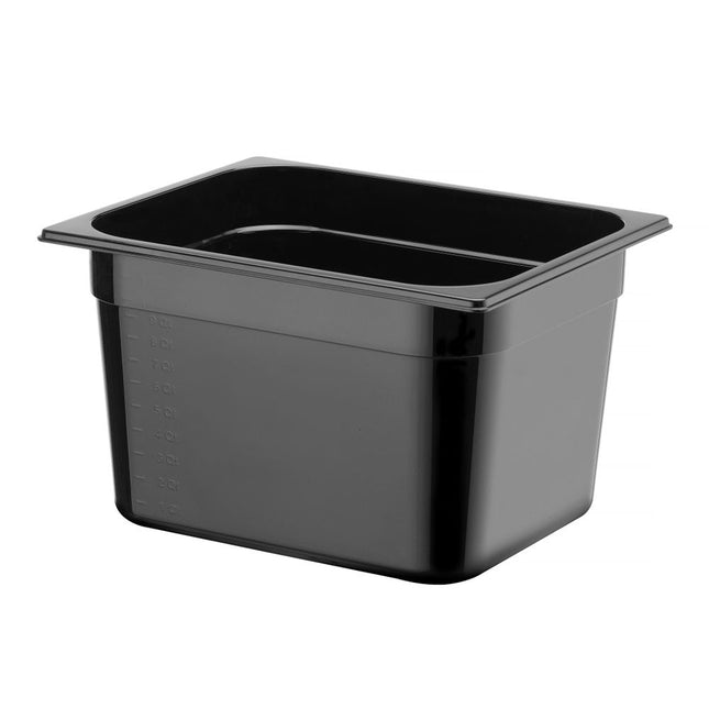 Hendi gastronormbak 1/2 200 mm polycarbonaat zwart – diepe GN-bak voor buffet en keuken