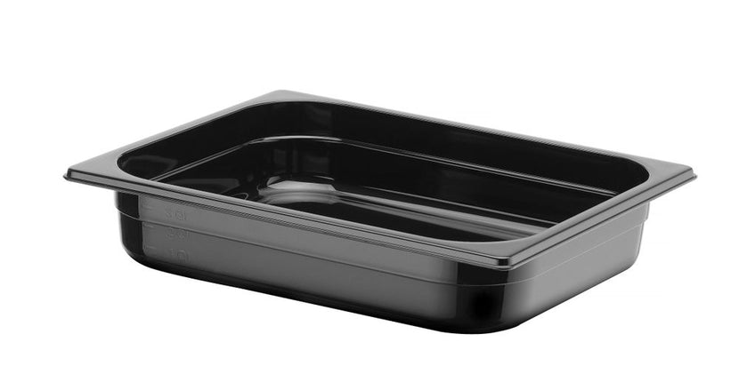 Zwarte GN 1/2 bak Hendi 65 mm diep voor garnituur en toppings in de restaurantkeuken