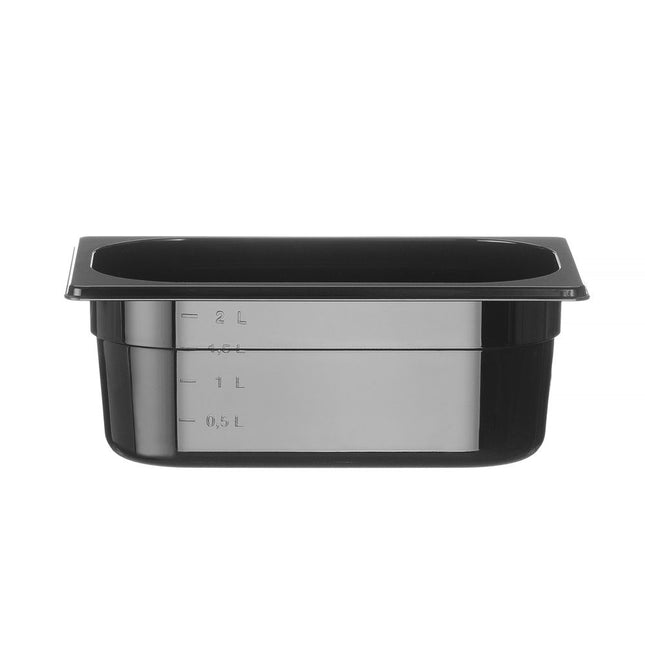 Hendi gastronormbak 1/4 100 mm polycarbonaat zwart – compacte GN-bak voor saladette en bar