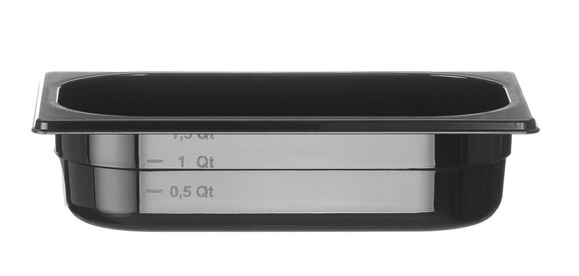 Hendi gastronormbak 1/4 65 mm polycarbonaat zwart – lage smalle GN-bak voor bar en saladette