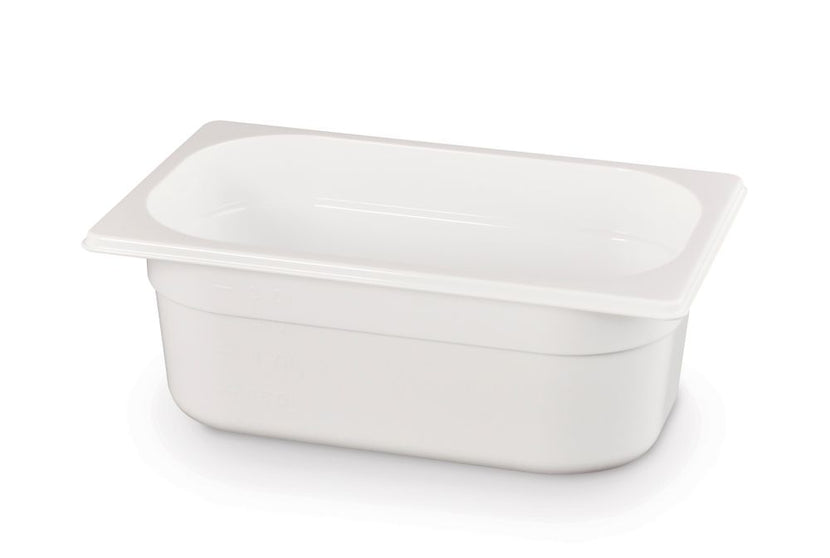 Hendi gastronormbak 1/4 100 mm polycarbonaat wit – witte GN-bak voor buffet en keuken