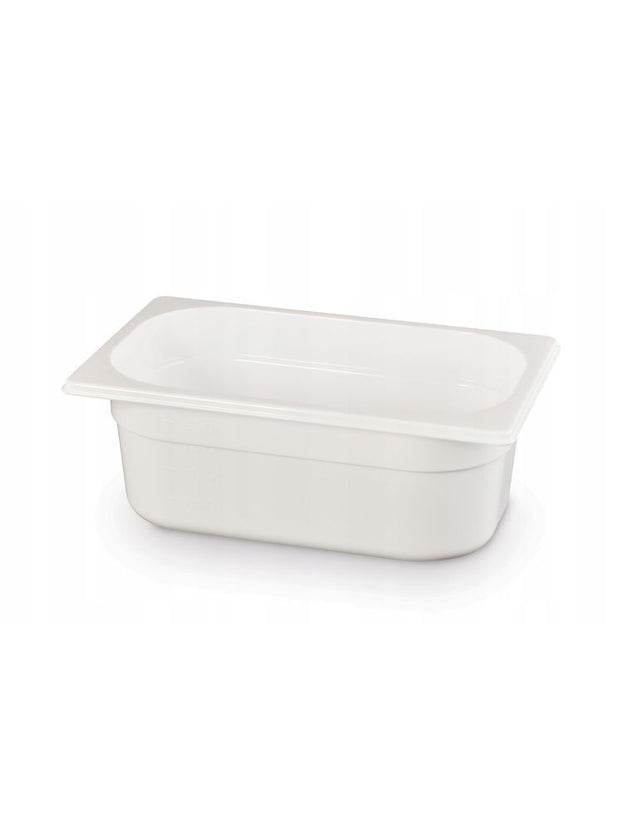 Hendi gastronormbak 1/4 65 mm polycarbonaat wit – lage witte GN-bak voor saladette en catering