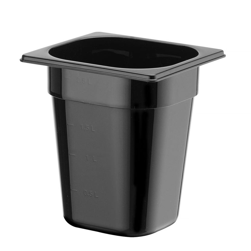 Hendi gastronormbak 1/6 200 mm polycarbonaat zwart – diepe kleine GN-bak voor de horecakeuken