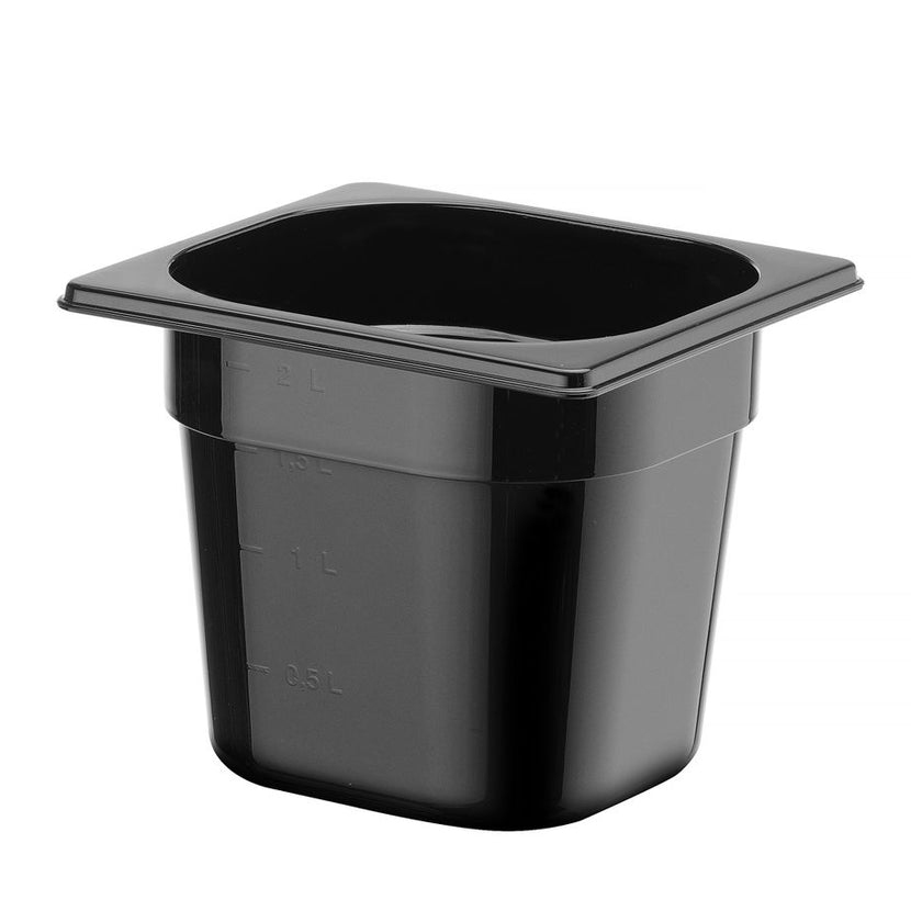 Zwarte GN 1/6 bak Hendi 150 mm diep voor toppings en garnituur in restaurant en bar