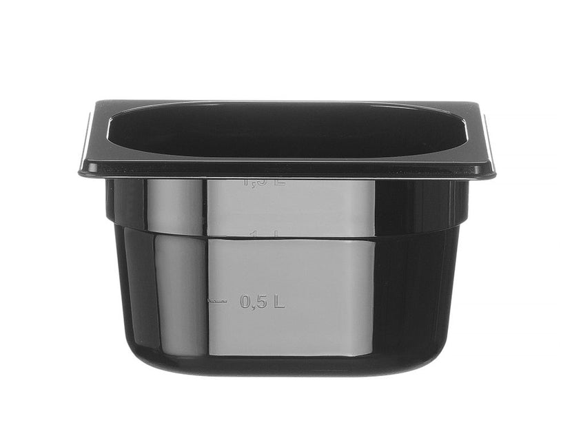 Hendi gastronormbak 1/6 100 mm polycarbonaat zwart – GN-bak voor saladette, bar en buffet