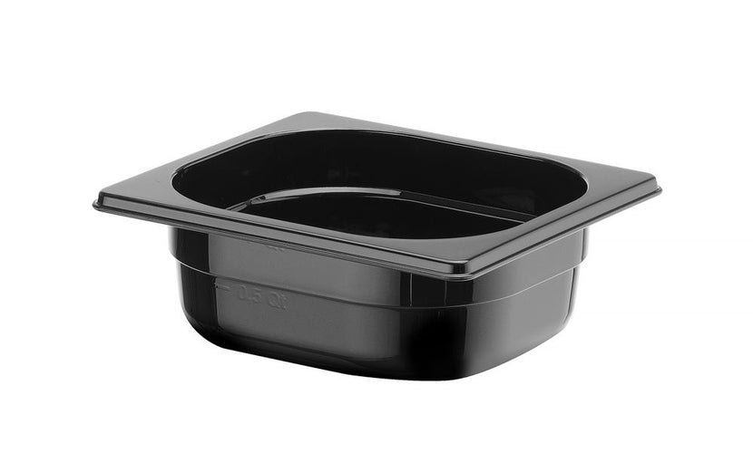 Zwarte GN 1/6 bak Hendi 65 mm diep voor sauzen en toppings in de horecakeuken