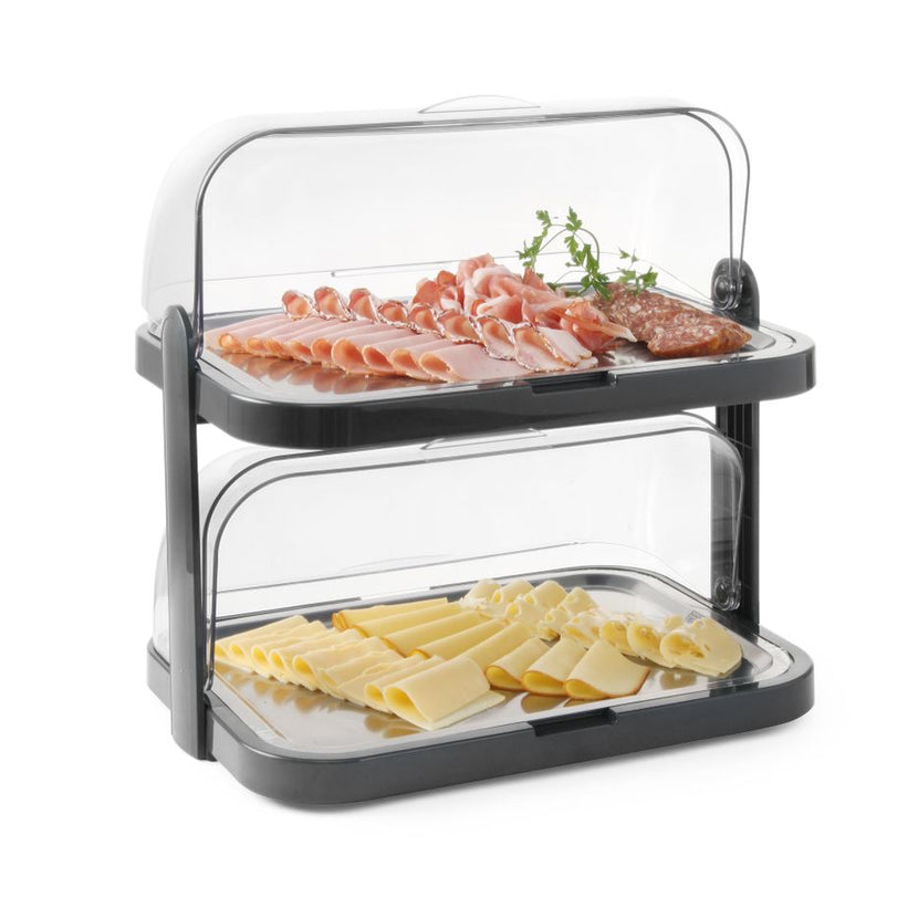 Hendi roltop-presentatie enkel gekoeld – met RVS plateau voor buffet en ontbijtservice