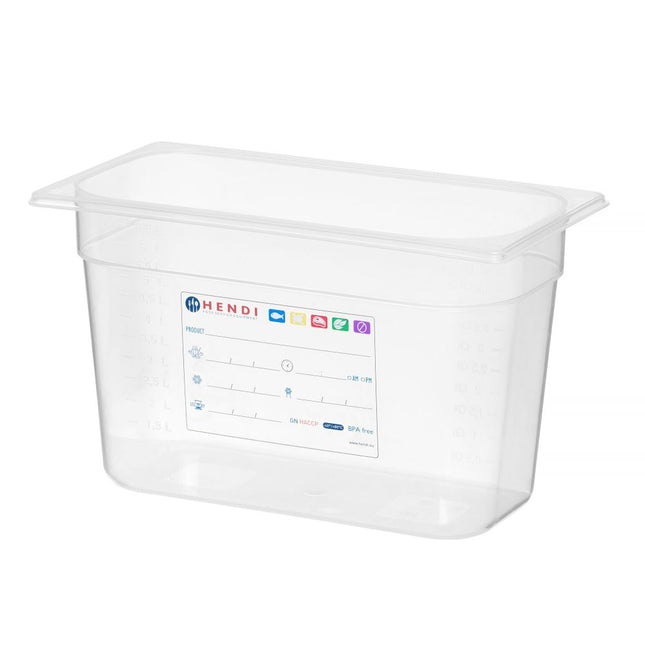 Hendi voorraaddoos GN 1/3 200 mm IML polypropyleen – diepe bewaardoos voor de keuken