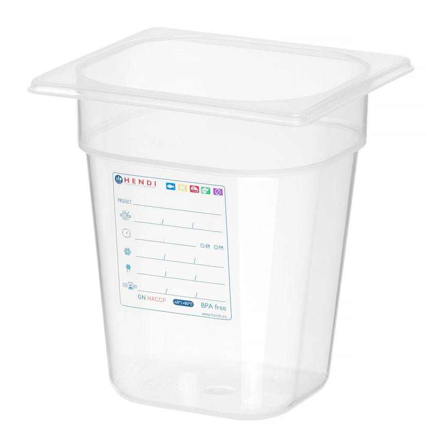 Hendi voorraaddoos GN 1/6 65 mm IML polypropyleen – lage mini bewaardoos voor de keuken