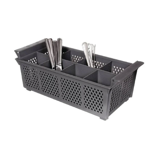 APS bestekkorf 8 vaks zwart 43 x 21 x 15 cm – vaatwaskorf voor bestek in professionele keukens