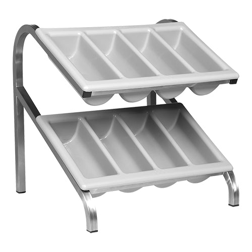 EMGA bestekbakhouder 2 etages – dubbele RVS bestekhouder voor buffet en uitgifte