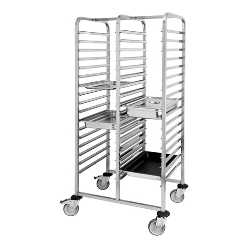 EMGA regaalwagen 17 niveaus voor 2x 1/1 GN – dubbele indeling voor keuken en catering