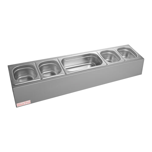 EMGA garneerunit 4x 1/6 en 1/3 GN 150 mm – flexibele opbouw voor snackbar en keuken