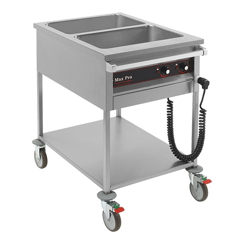 EMGA bain-marie wagen 2x 1/1 GN 200 mm – verrijdbare warmhoudwagen voor buffetten