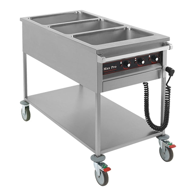 EMGA bain-marie wagen 3x 1/1 GN 200 mm – mobiele warmhouder voor grote evenementen