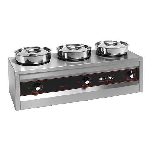 EMGA Maxpro foodwarmer met 3 potten – warmhoudunit voor soep en sauzen in de keuken