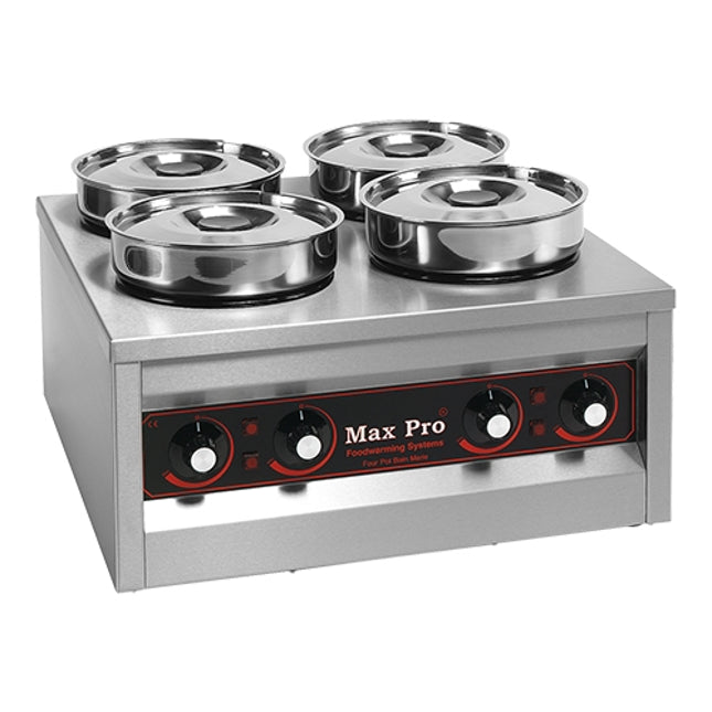 EMGA Maxpro foodwarmer met 4 potten – ruime soepwarmer voor grote cateringbuffetten