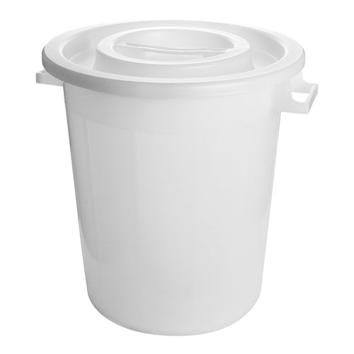 Afvalvat M/Deksel Wit 50 Lit – EMGA