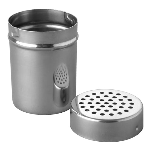 EMGA kaasstrooier rvs 8 cm hoog – detailfoto van de roestvrijstalen strooier voor pasta en pizza