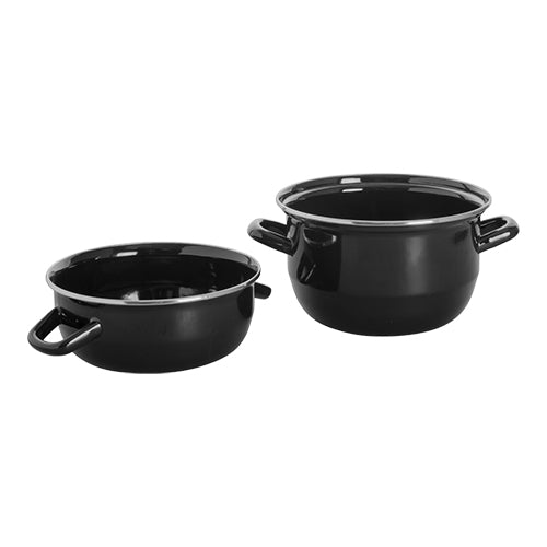 EMGA mosselpan Ø 18 cm emaille – detailfoto van de mosselpan met deksel voor de horeca