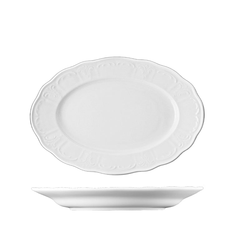 Lillien Bellevue ovale schaal 32 cm - porseleinen serveerschaal voor vlees en vis