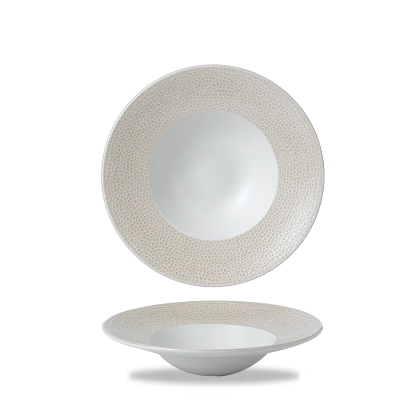 Churchill Isla Spinwash Sand kom brede rand 24 cm – keramische pastakom voor restaurants