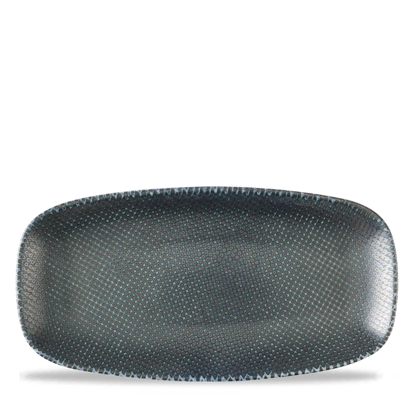 Churchill Astro Metallic Blue ovaal chef's bord 29,8x15,3 cm – porseleinen bord voor fine dining