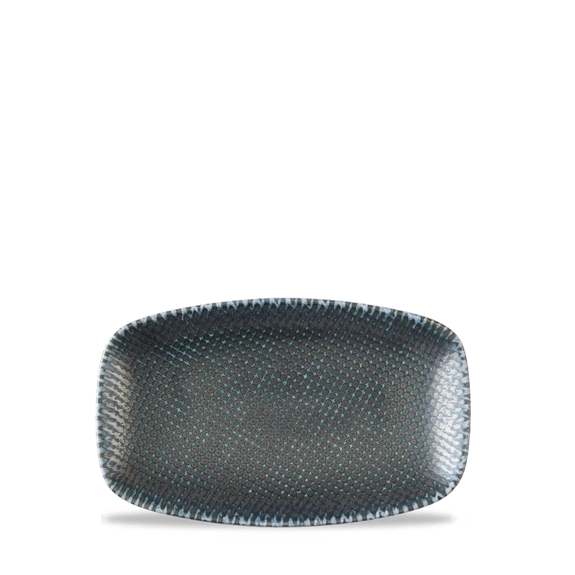 Churchill Astro Metallic Blue ovaal chef's bord 20x12,1 cm – porseleinen bord voor restaurants