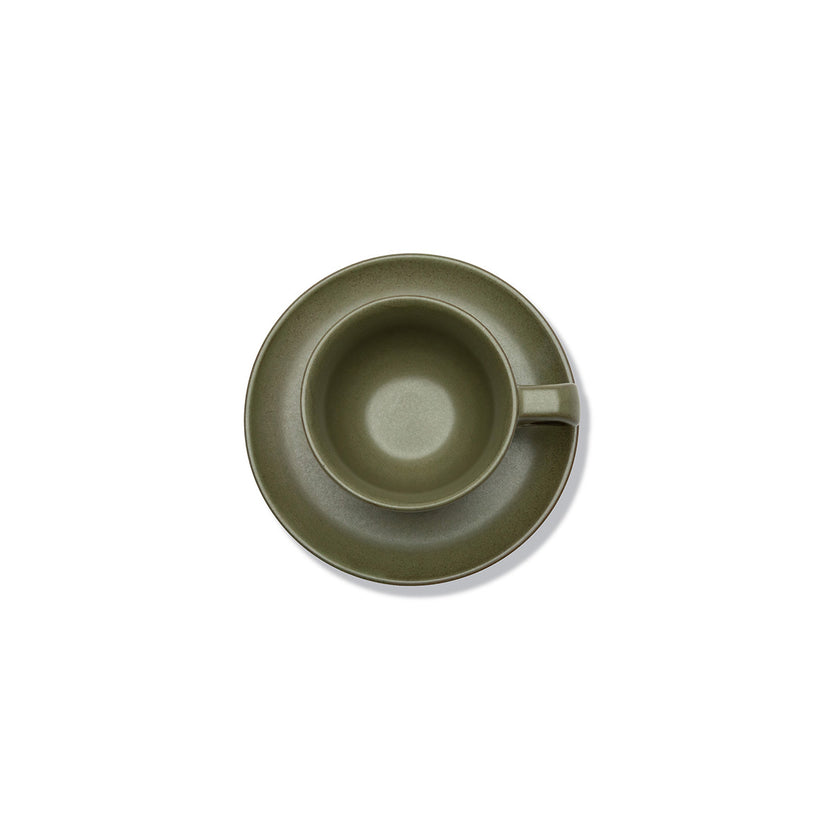 Serax Surface cappuccinokop met schotel camogroen 16,5 cm – koffieservies voor restaurant en koffiebar