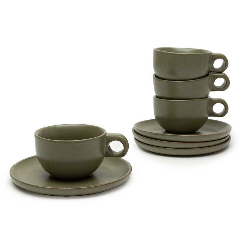 Serax Surface koffieservies camogroen – kop met schotel voor bar en brasserie