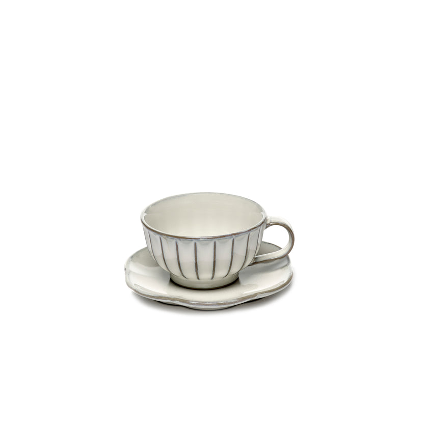 Serax Inku geribbeld bord M wit 13,9 cm – wit bordje voor voorgerechten in de horeca