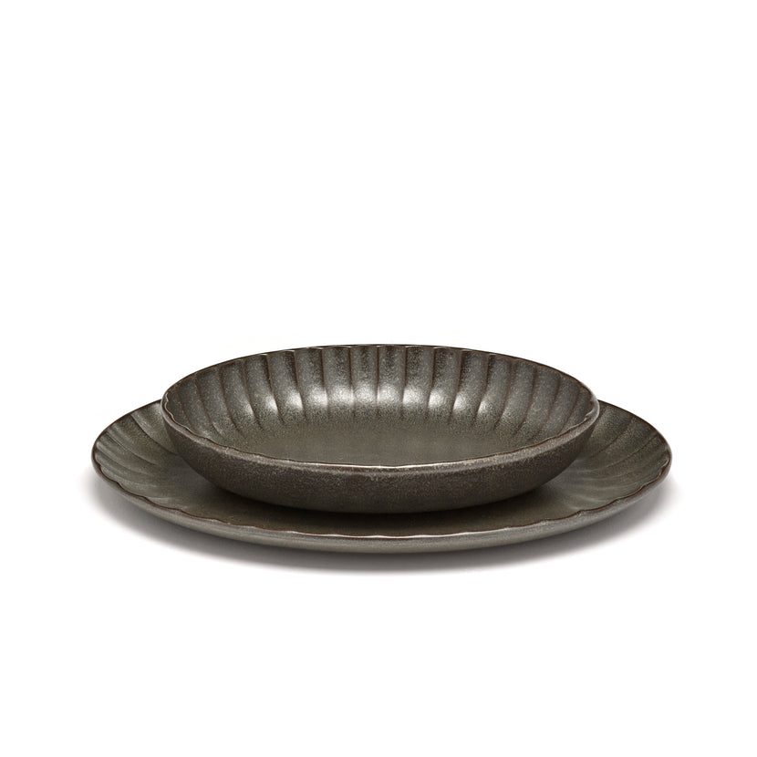 Serax Inku ovale serveerschaal S groen 19 x 13 cm – kleine serveerkom voor restaurant en bistro