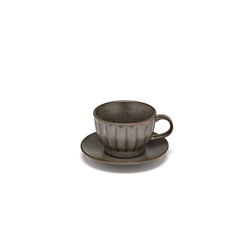 Serax Inku schotel groen 12 cm – groene schotel voor kop en koffie in de horeca