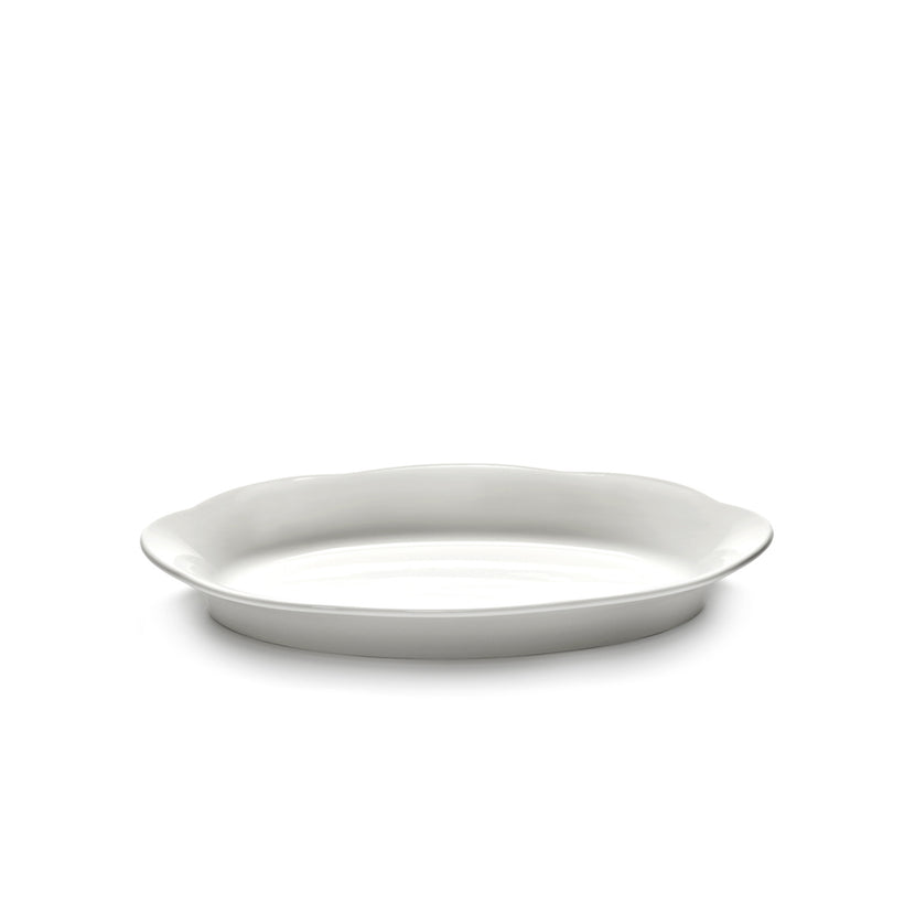 Serax Silhouette hoog ovaal bord M wit – diep porseleinen bord voor de horeca