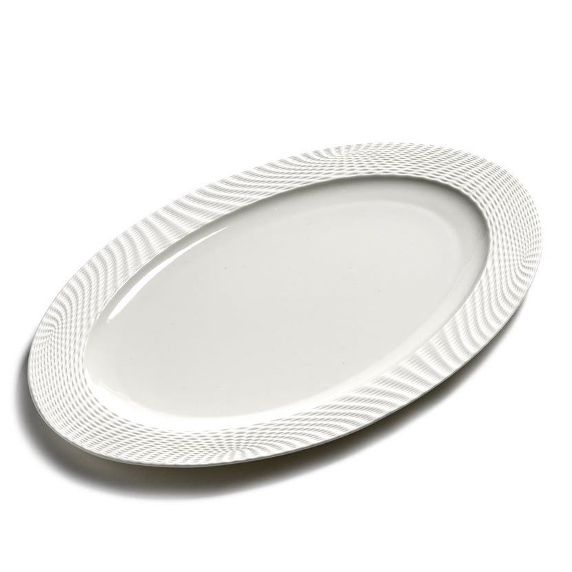 Serax Nido ovaal bord wit – zijaanzicht van het witte serveerbord voor de horeca