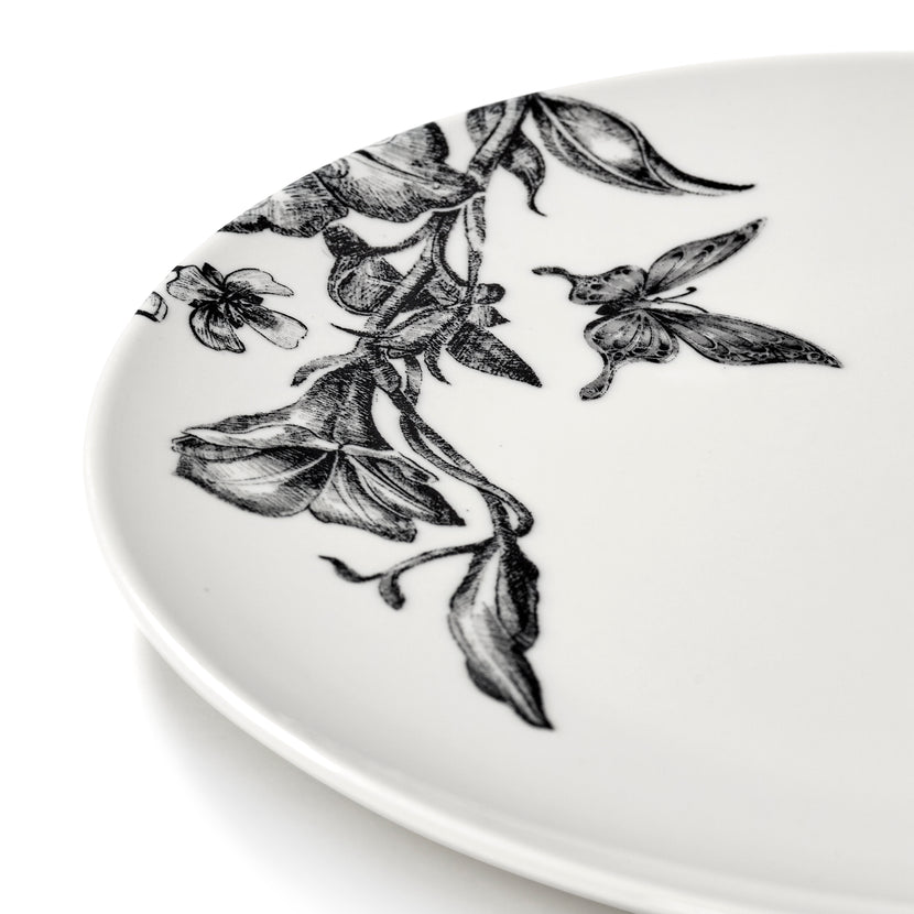 Serax Tomorrowland bord M Magical Blossom – detailfoto van het bloemendessin op porselein