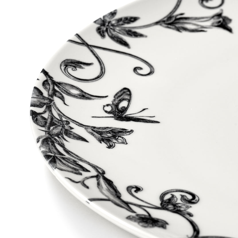 Serax Tomorrowland bord XL Floral Fantasy – detailfoto van de bloemenprint op porselein