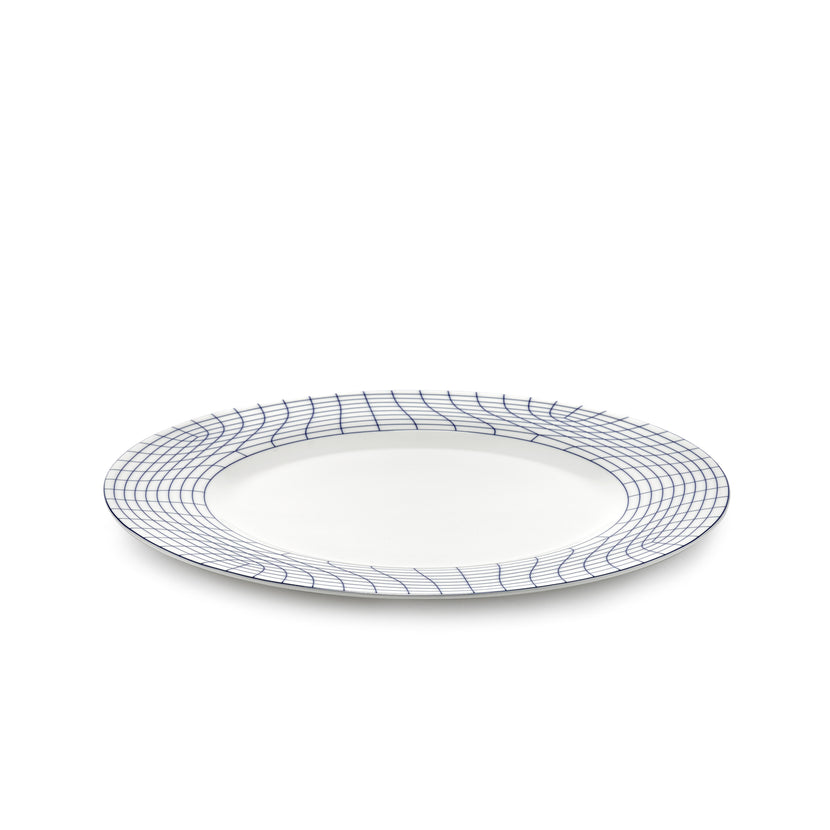 Serax Nido bord 01 L wit-blauw – zijaanzicht van het blauw-witte bord voor restaurants