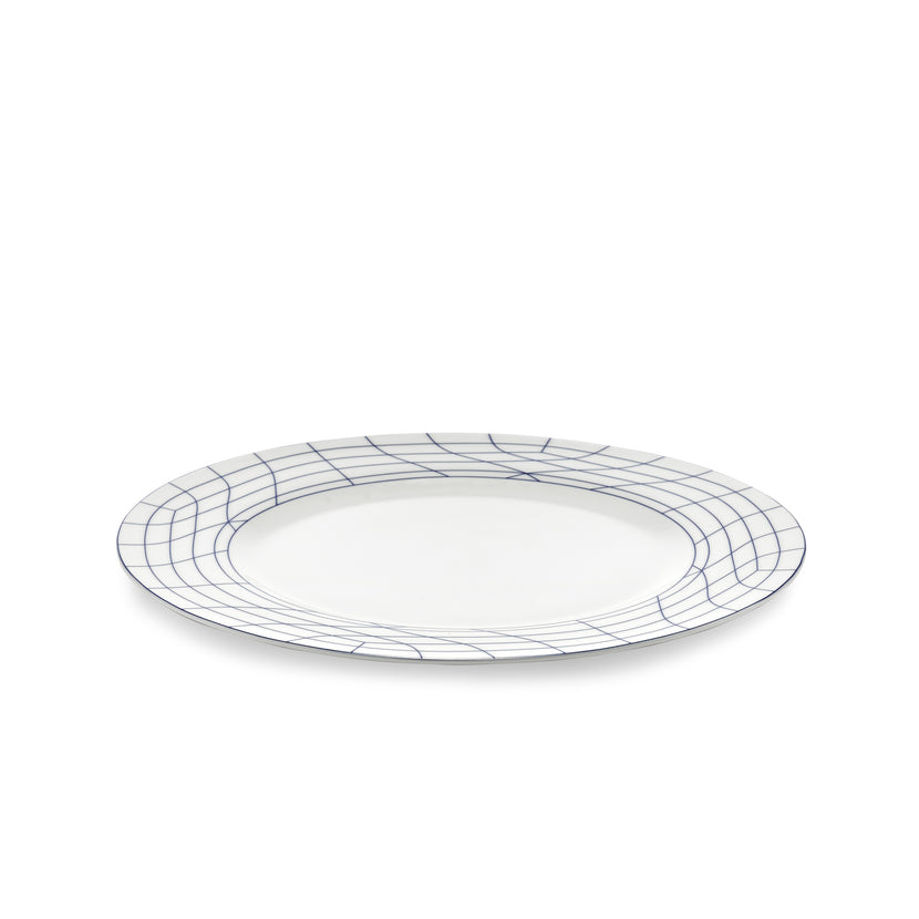Serax Nido bord 02 L wit-blauw – zijaanzicht van het blauw-witte bord voor de horeca
