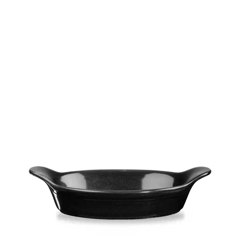Churchill Metallic Black ronde ovenschaal met oren 21,5 cm – zwarte keramische schaal