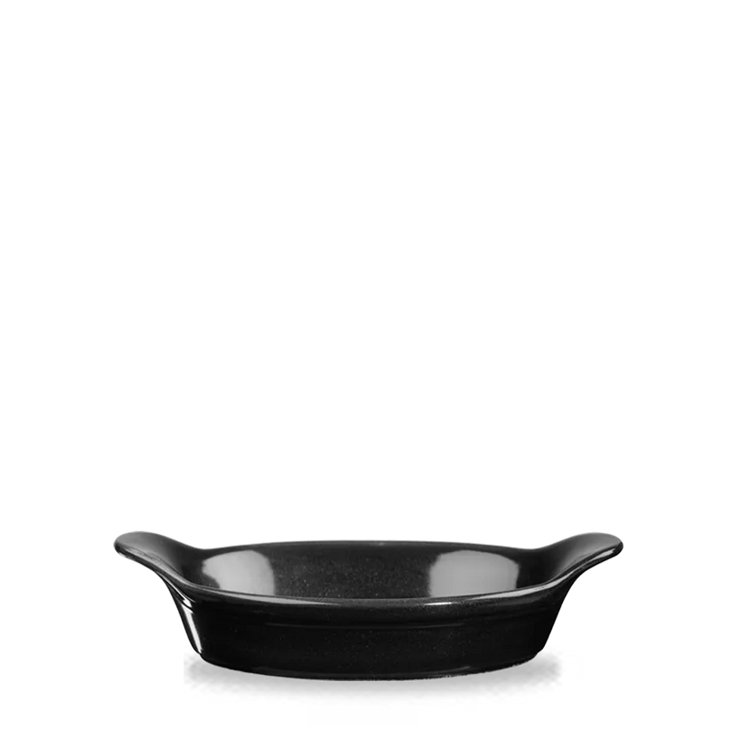 Churchill Metallic Black kleine ronde ovenschaal met oren – zwarte keramische schaal