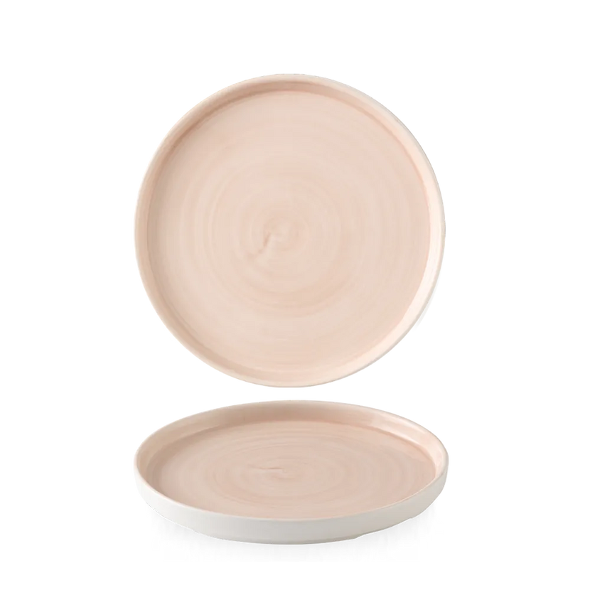 Churchill Stonecast Canvas Coral bord met rand Ø 15,7 cm – gespikkeld porseleinen bord voor horeca