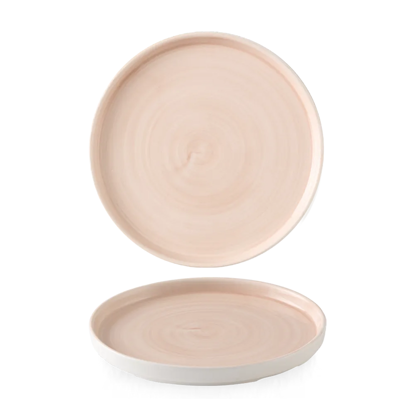 Churchill Stonecast Canvas Coral bord met rand Ø 21 cm – gespikkeld porseleinen bord voor restaurants