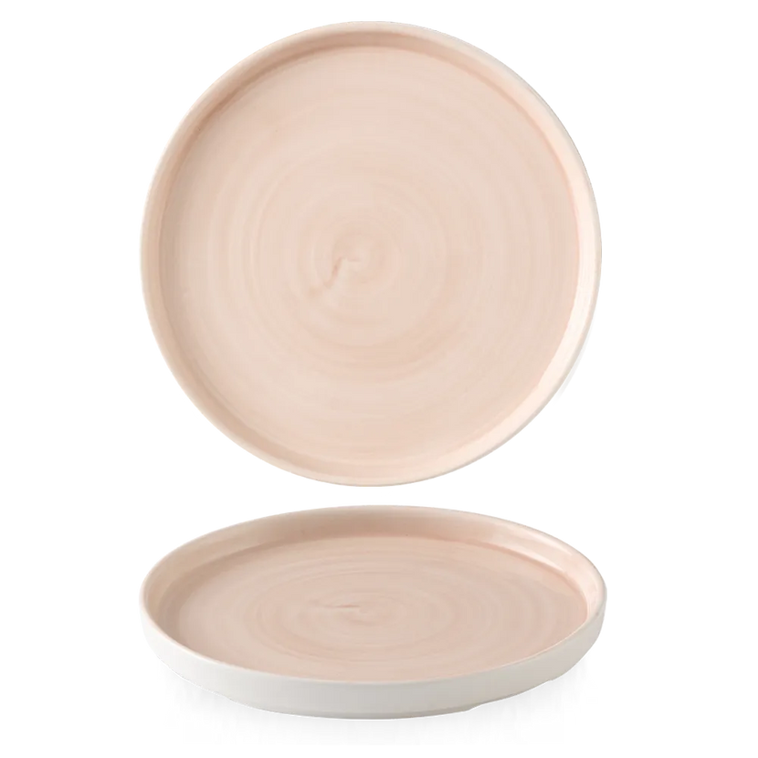 Churchill Stonecast Canvas Coral bord met rand Ø 27,5 cm – gespikkeld porseleinen bord voor restaurants