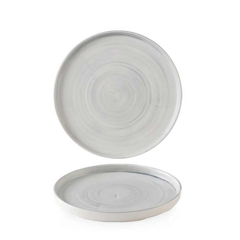 Churchill Stonecast Canvas Grey bord met rand Ø 15,7 cm – gespikkeld porseleinen bord voor horeca