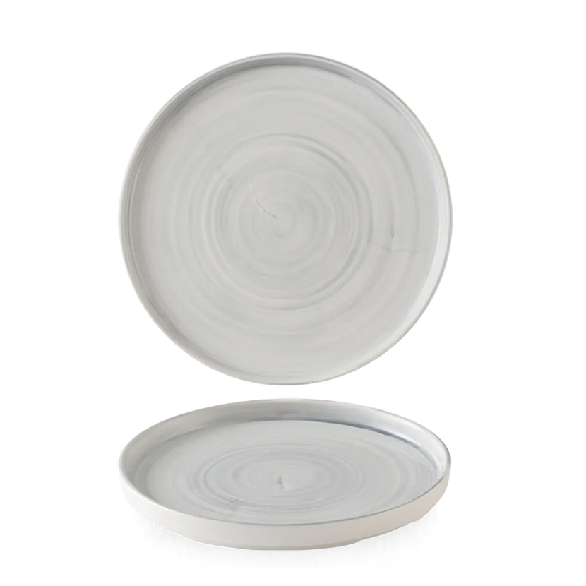 Churchill Stonecast Canvas Grey bord met rand Ø 21 cm – gespikkeld porseleinen bord voor restaurants