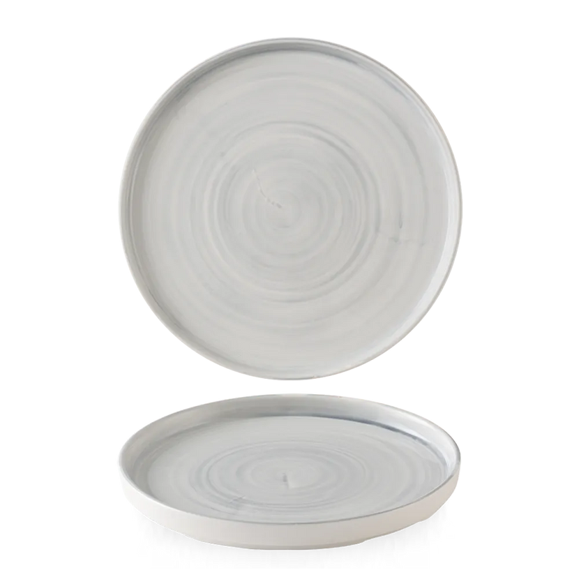 Churchill Stonecast Canvas Grey bord met rand Ø 26 cm – gespikkeld porseleinen bord voor horeca