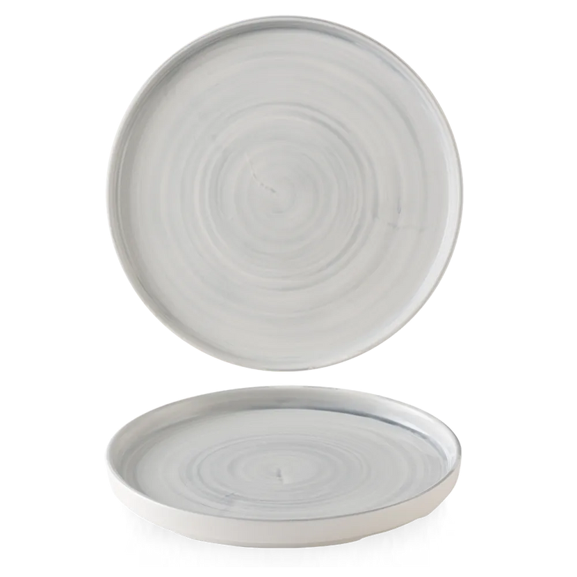 Churchill Stonecast Canvas Grey bord met rand Ø 27,5 cm – gespikkeld porseleinen bord voor restaurants
