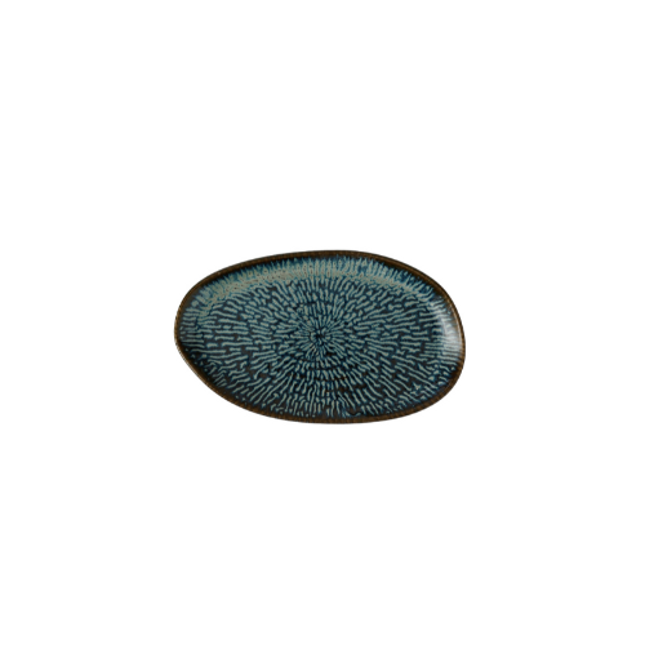 Churchill Cascade saffierblauw ovaal bord 26 x 15 cm – reactief geglazuurd serveerbord voor de horeca